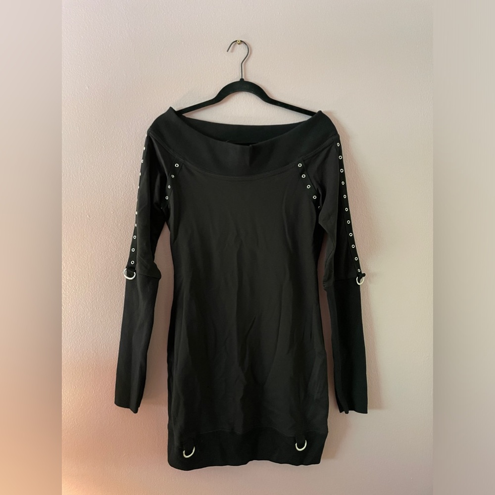 KILLSTAR Wicked Riff Off Shoulder Long Sleeve Sweater Dress